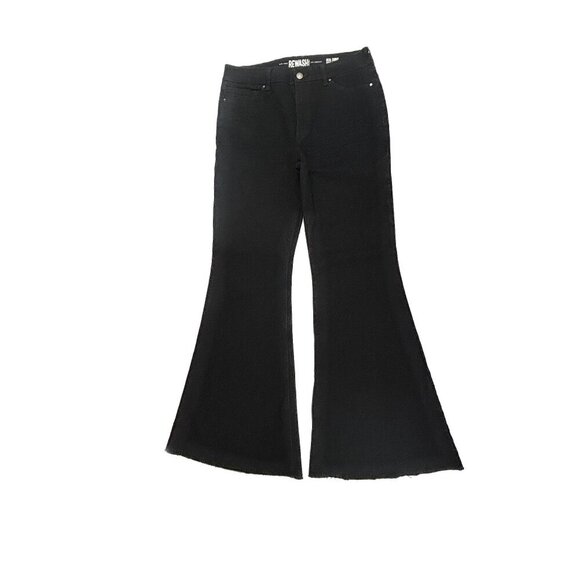 Rewash Real Curve High Rise Flare Bell Bottom Raw Hem Women's size 13 Black Jean - Picture 1 of 4